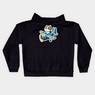 kitty on an airplane Kids Hoodie